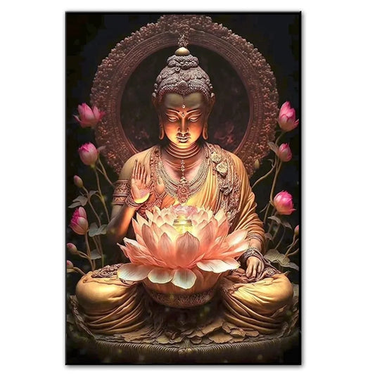 Toile Épanouissement Spirituel - Bouddha et Fleur de Lotus - Spirit-Jewels